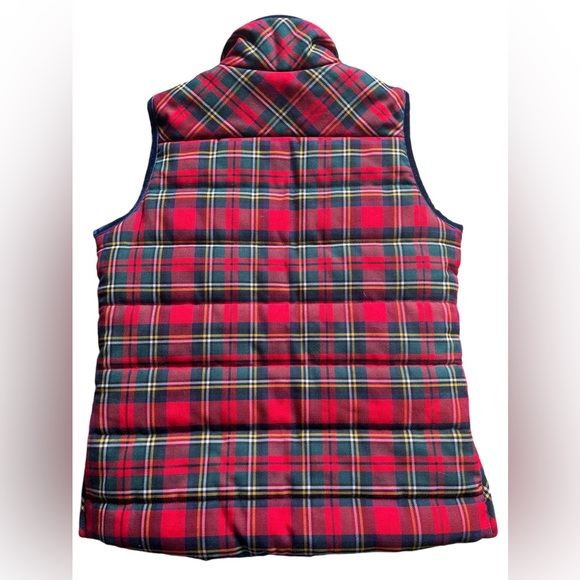 J. Crew Red Tartan Plaid Mountain Wool Blend Puffer Vest Velvet Trim- Size XS - Picture 6 of 14